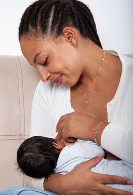 Woman breastfeeding her baby
