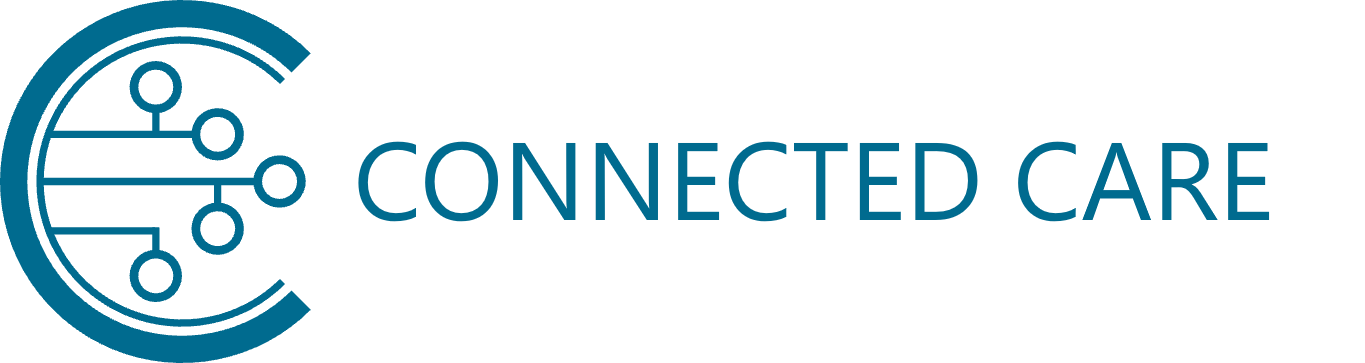 Shows the words Connected Care with a semi circle that has joined up lines coming out of it's centre.