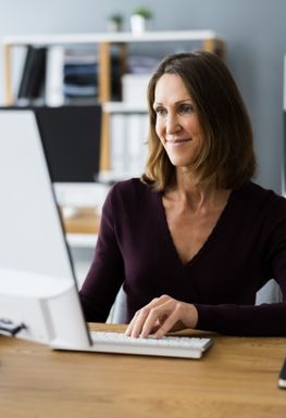 Woman working on a computer